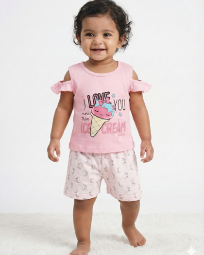 Rainbow Girl Baby Shirt and Shorts Set