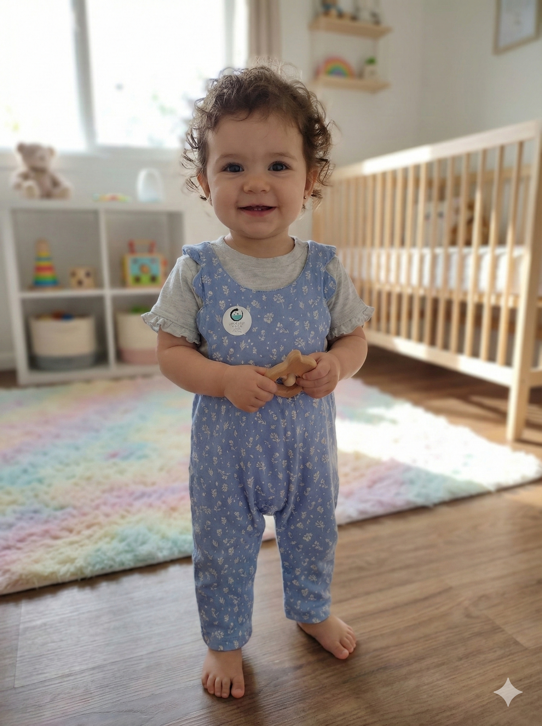 Rainbow Girl Baby Dungaree dress - blue Color